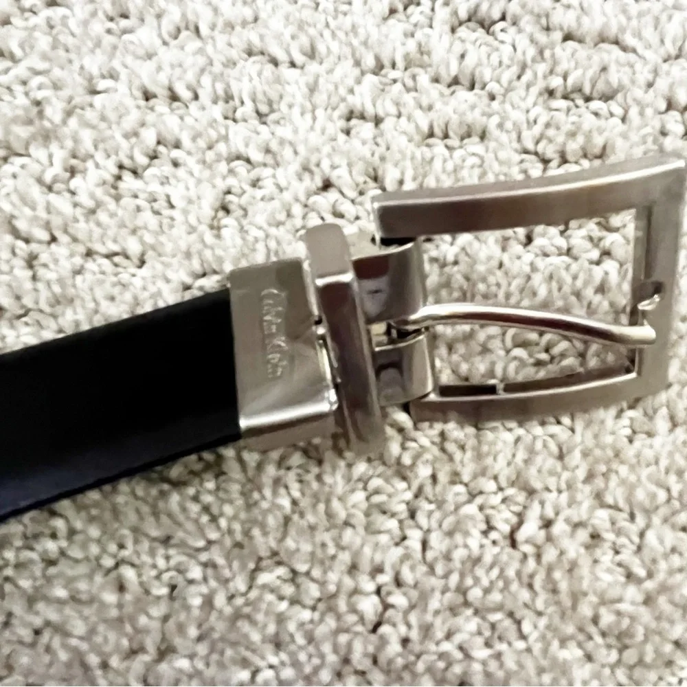 Calvin Klein Junior Boy Black Teen Brown Belt Sz M 30 Reversible Buckle Classic